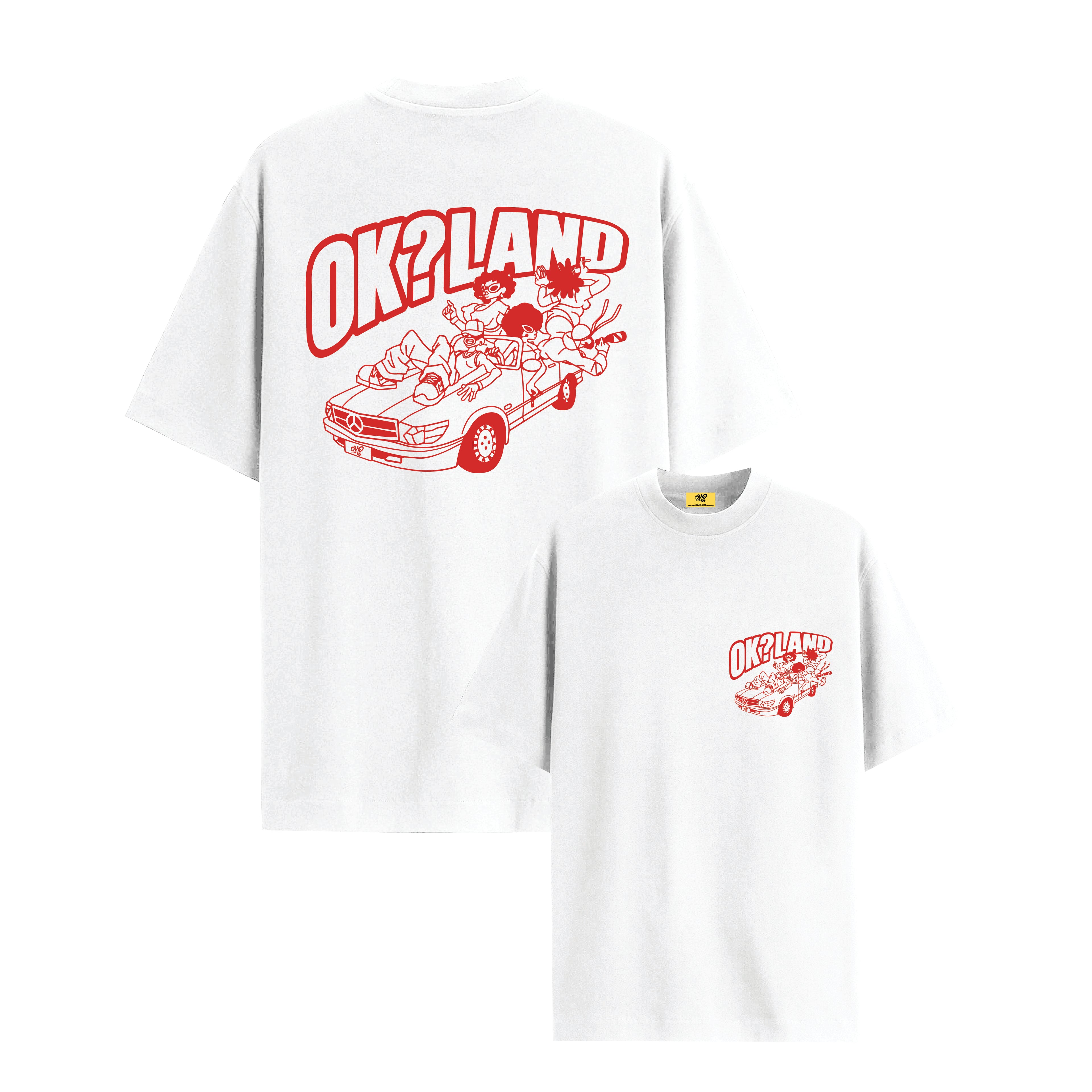 RED OK? LAND WHITE TEE