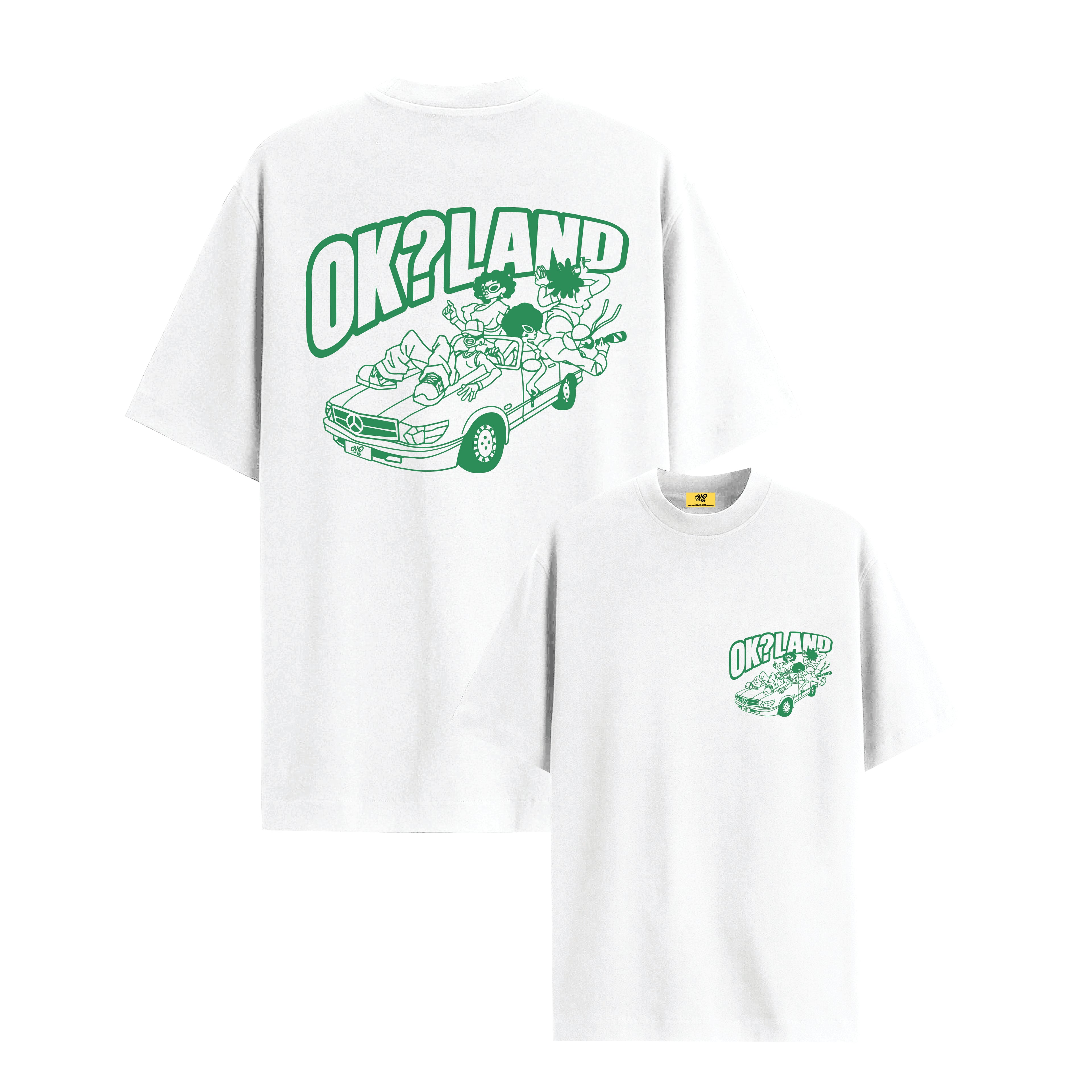 GREEN OK? LAND WHITE TEE