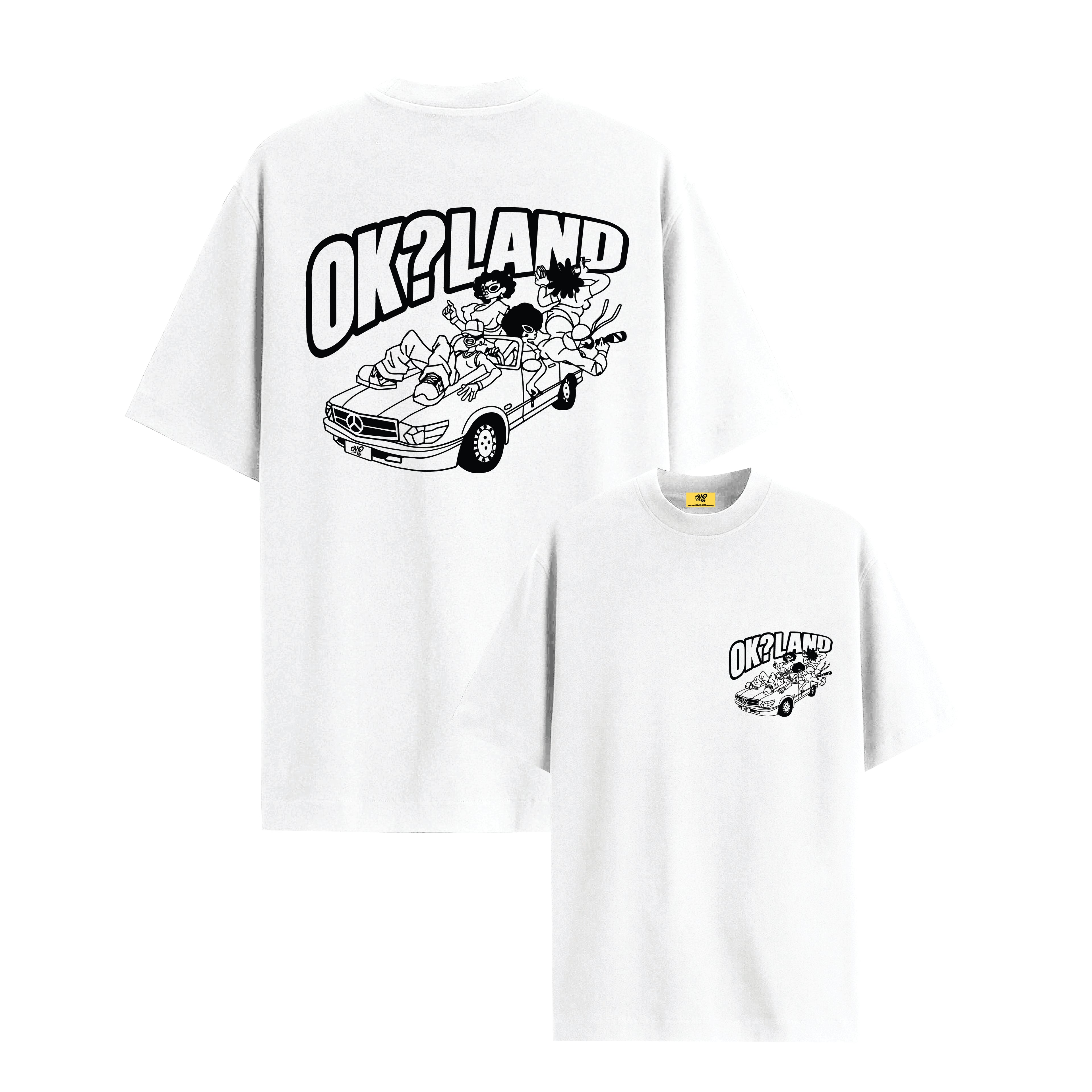 BLACK OK? LAND WHITE TEE