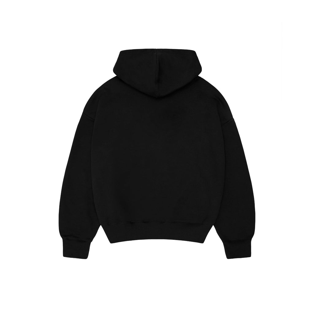 SYMMETRICAL OUTLINE OK? BLACK ZIP HOODIE